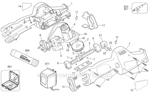 Page A Diagram and Parts List for VP650T Type 1 Black and Decker Reciprocating Saw